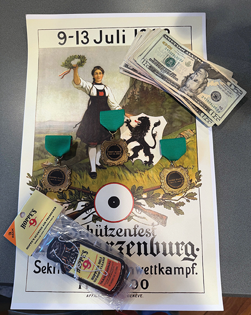 Six shooters vied for three medals; Hoppes No.9 Air Fresheners, a pile of cash and the Schuetzen King Target and all Rights, Titles, and Privileges Associated with the Schuetzenfest King Honor!